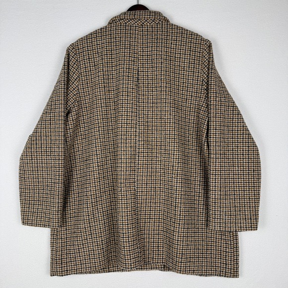 NEW Old Navy Womens 2X Houndstooth Wool Blend Coat Brown Tan Plaid Overcoat - Picture 3 of 14